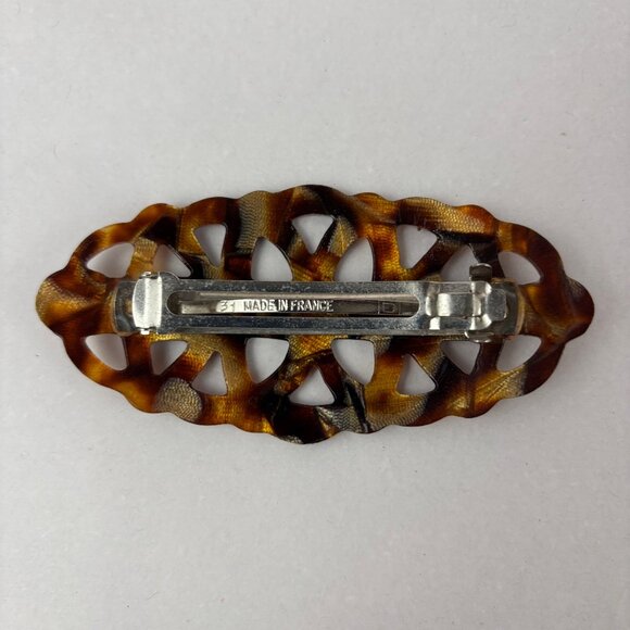VTG Barrette Tortoise Shell Hair Clip France - Picture 2 of 5